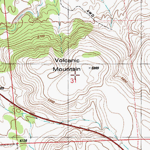 Topographic Map of Volcanic Mountain, AZ