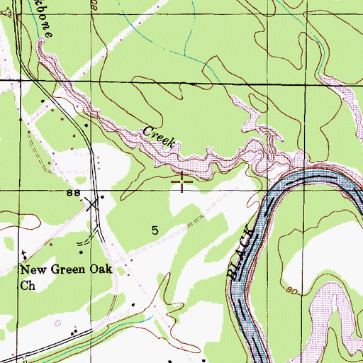 Topographic Map of Backbone Branch Public Area, AL