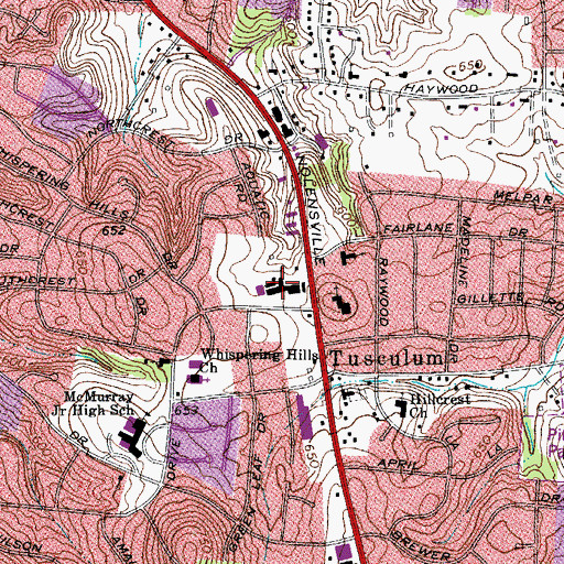 Topographic Map of Tusculum Elementary School, TN