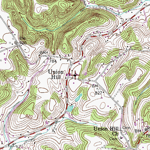Topographic Map of Union Hill School (historical), TN