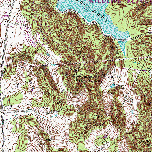 Topographic Map of Vanderbilt University Observatory, TN