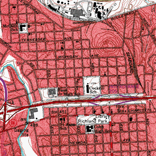Topographic Map of West Nashville Church of God, TN
