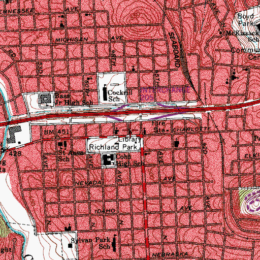 Topographic Map of West Nashville Presbyterian Church, TN