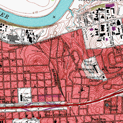 Topographic Map of West Nashville Southern Methodist Church, TN