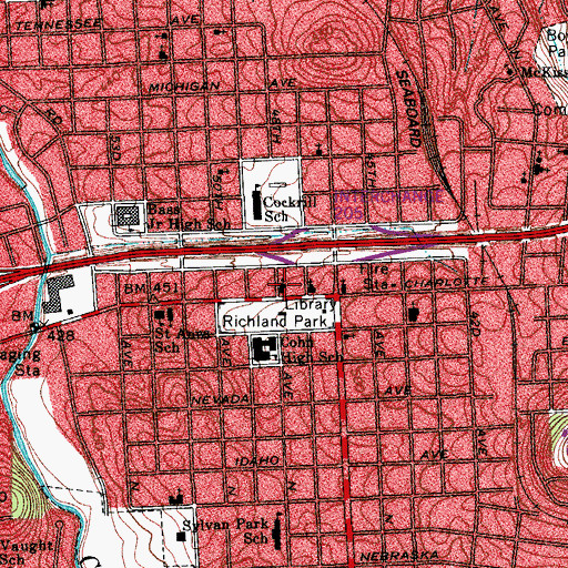 Topographic Map of West Nashville United Methodist Church, TN