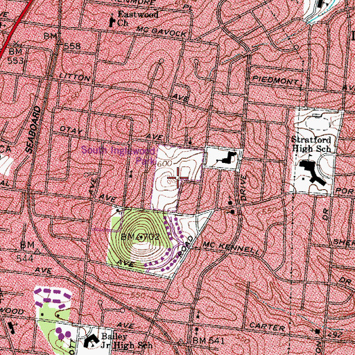 Topographic Map of South Inglewood Park, TN