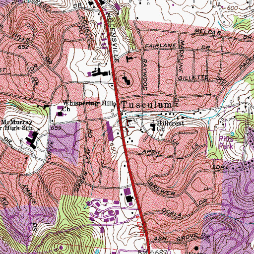 Topographic Map of Tusculum School (historical), TN