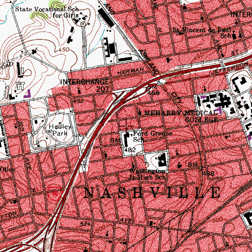Topographic Map of Westwood Baptist University Center, TN