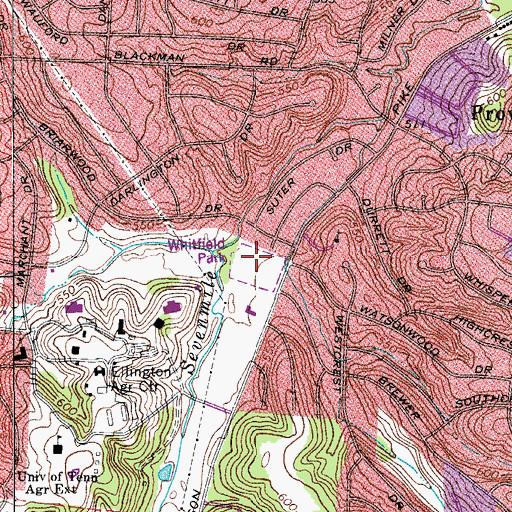 Topographic Map of Whitfield Park, TN