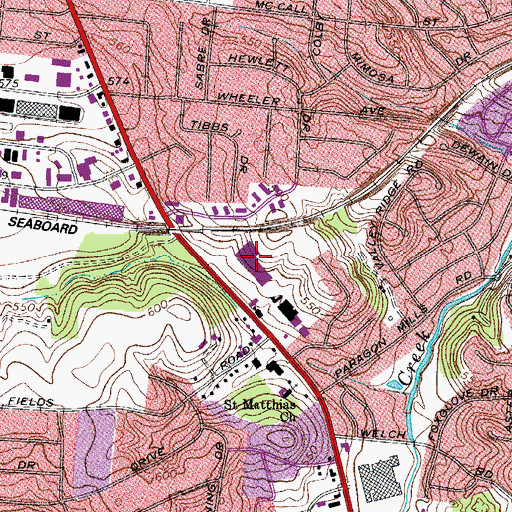 Topographic Map of Windlands Shopping Center, TN