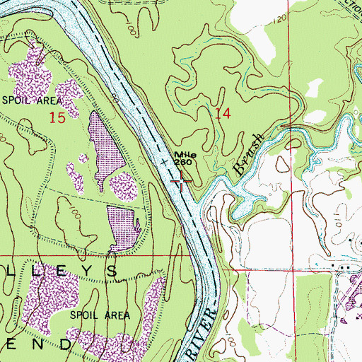 Topographic Map of Brush Creek Bar, AL