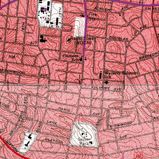 Topographic Map of Zion Hill First African Baptist Church, TN