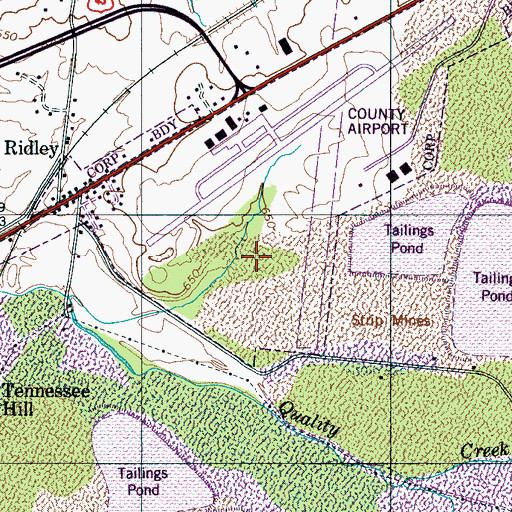 Topographic Map of Maury County Airport Mine, TN