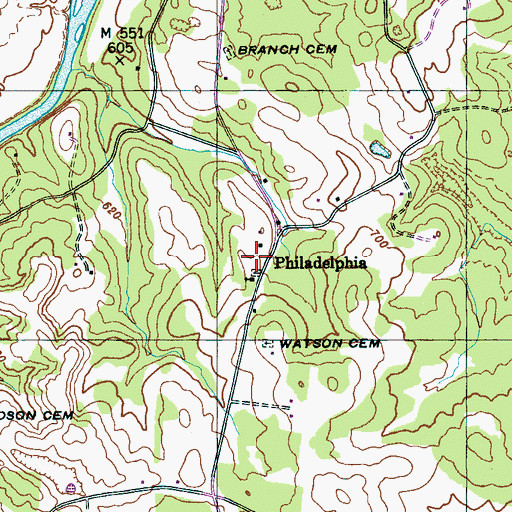 Topographic Map of Philadelphia School (historical), TN