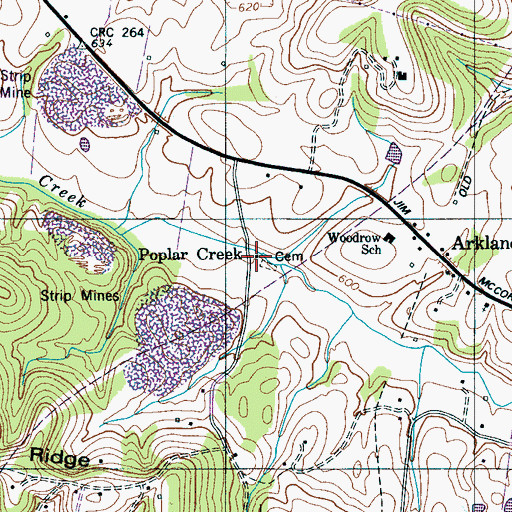 Topographic Map of Poplar Creek School (historical), TN