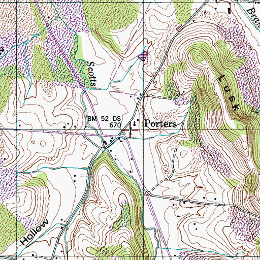 Topographic Map of Porters School (historical), TN