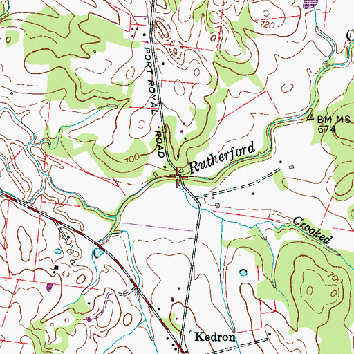 Topographic Map of Rourkes Mill (historical), TN