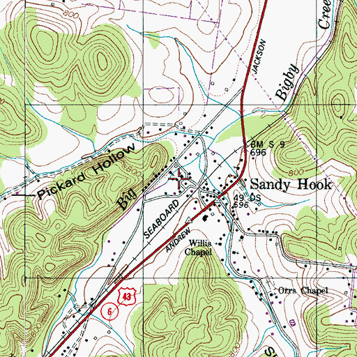 Topographic Map of Sandy Hook School (historical), TN