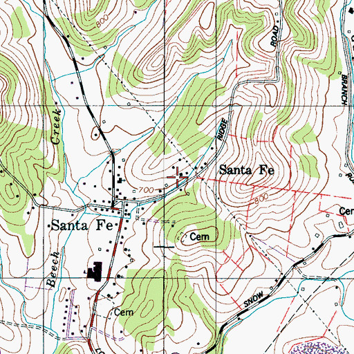 Topographic Map of Santa Fe School (historical), TN