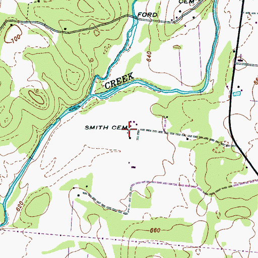 Topographic Map of Smith Cemetery, TN