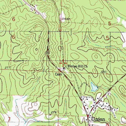 Topographic Map of Burton Hill School (historical), AL