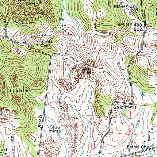 Topographic Map of Speed and Harmon Mine, TN