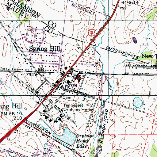 Topographic Map of Spring Hill Elementary School, TN