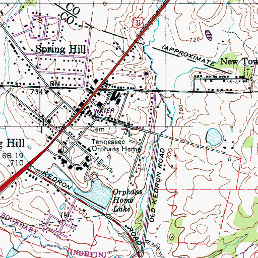 Topographic Map of Spring Hill School (historical), TN