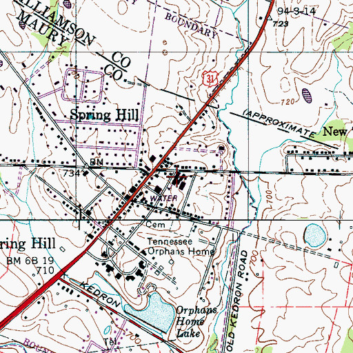 Topographic Map of Spring Hill High School, TN