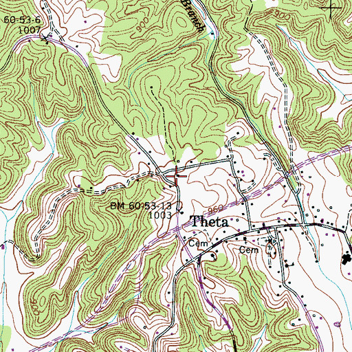 Topographic Map of Theta School (historical), TN