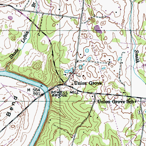 Topographic Map of Union Grove Church, TN