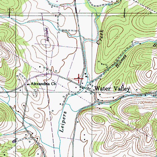Topographic Map of Water Valley School (historical), TN