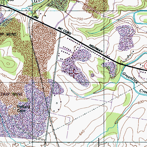 Topographic Map of Wisner Mines, TN