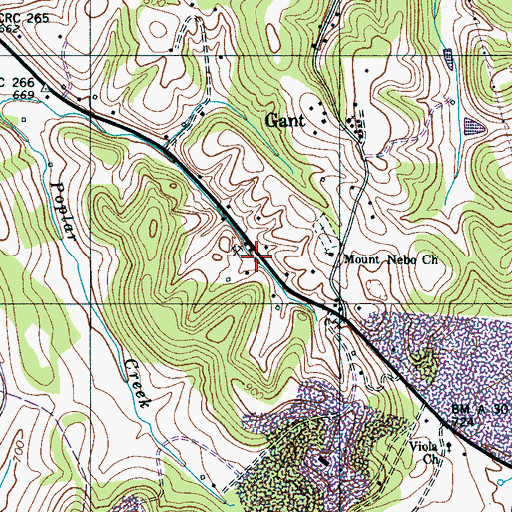 Topographic Map of Zion Chapel (historical), TN