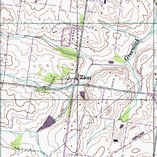 Topographic Map of Zion School (historical), TN