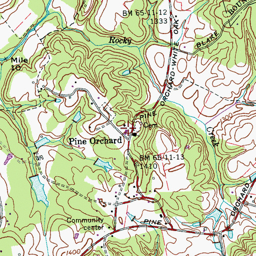 Topographic Map of Pine Orchard School (historical), TN