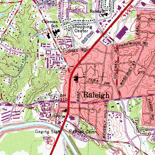 Topographic Map of Raleigh Baptist Church, TN