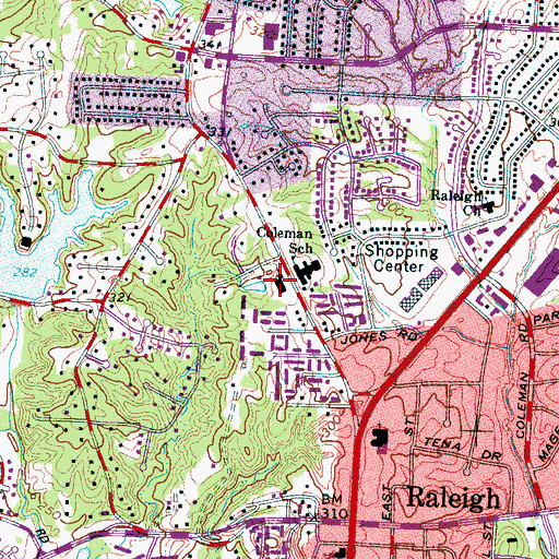 Topographic Map of Raleigh Church of Christ, TN