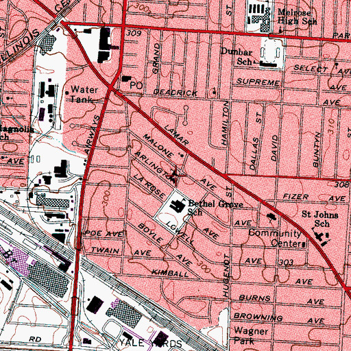 Topographic Map of Rebecca Memorial United Methodist Church, TN