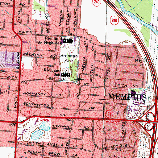 Topographic Map of Richland Baptist Church, TN