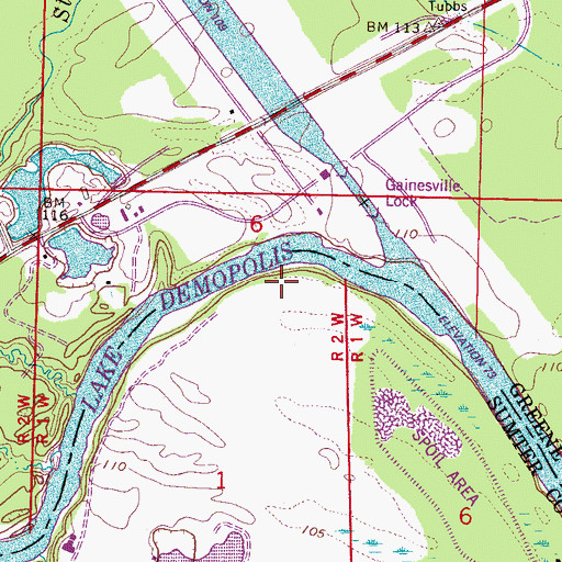 Topographic Map of Cherry Bluff, AL