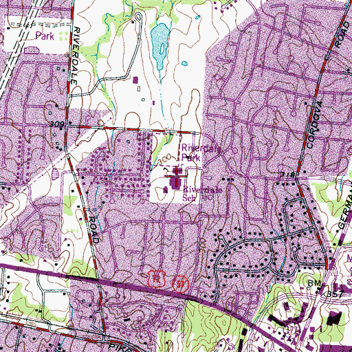 Topographic Map of Riverdale Elementary School, TN