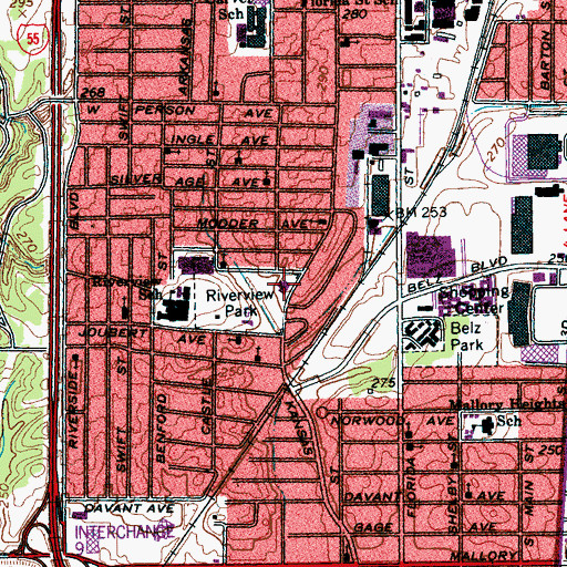 Topographic Map of Riverview Community Center, TN