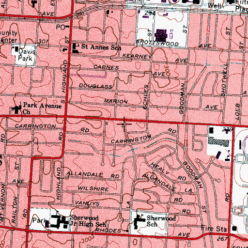 Topographic Map of Robinhood Lane Baptist Church, TN