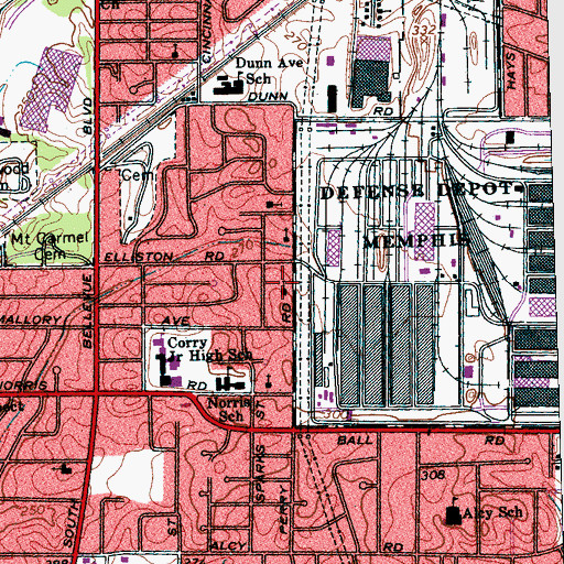 Topographic Map of Rock of Ages Church of God in Christ, TN