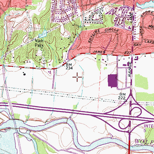 Topographic Map of Rodney Baber Park, TN