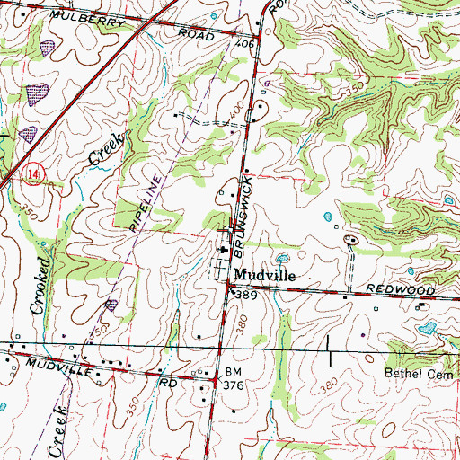 Topographic Map of Rosemark Cemetery, TN