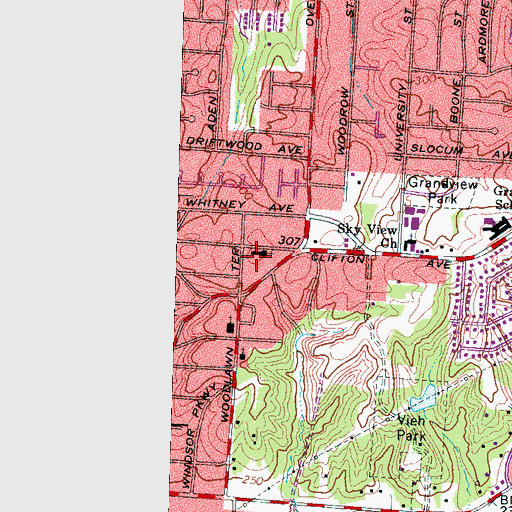 Topographic Map of Rugby Hills Baptist Church, TN