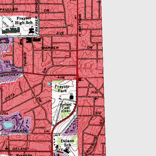 Topographic Map of Rugby Park Assembly of God Church, TN