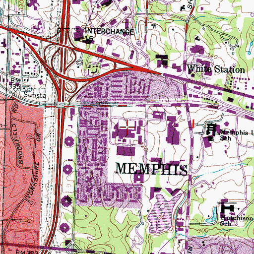 Topographic Map of Saint Francis Hospital Memphis, TN